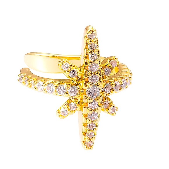 ⚜️[𝟯/$𝟮𝟴]⚜️CZ Gold Star Crystal Cuff Earring NEW - Picture 3 of 10